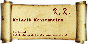 Kolarik Konstantina névjegykártya